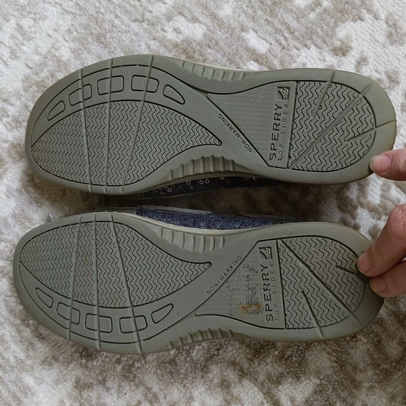 Sperry Top-Sider Sequin Leather Moccasin Shoes 6.5M Tan Gray - Picture 11 of 16